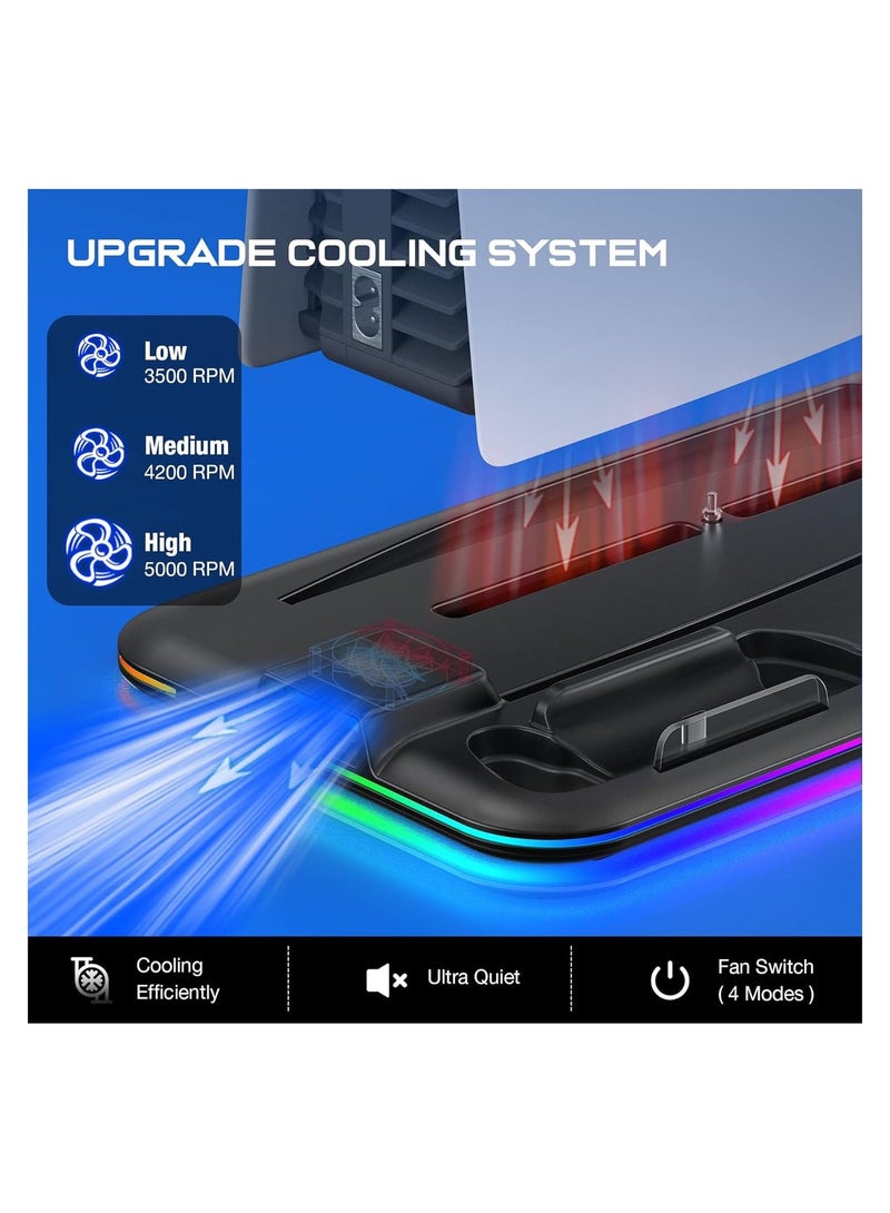 ARNOTEC شاحن وحدة تحكم PS5، مبرد قاعدة توصيل LED لجهاز Sony Playstation 5، قاعدة دعم وحدة التحكم، حامل الألعاب، ملحقات الألعاب - Image 3